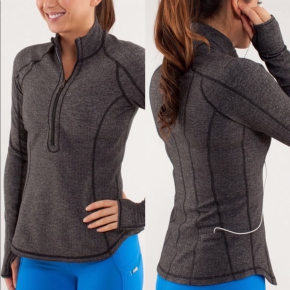 lululemon athletica Jackets & Blazers - Lululemon U Turn Herringbone Pullover 1/2 Zip Thumb Holes Womens 6 Jacket